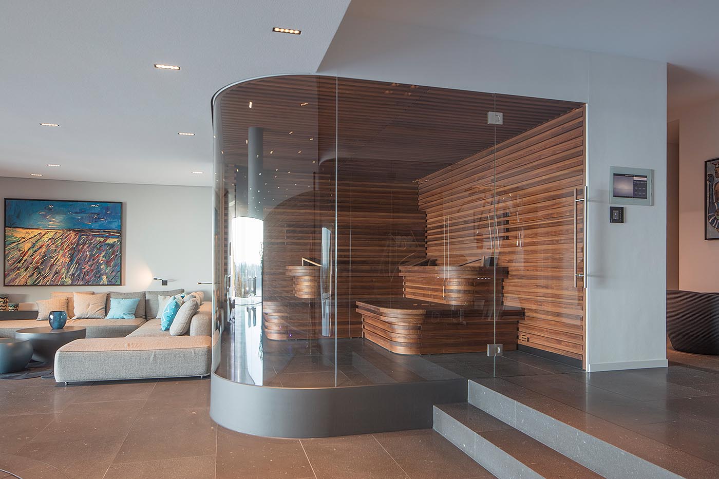 luxus premium sauna nussbaum staebchen corso 4 | corso saunamanufaktur