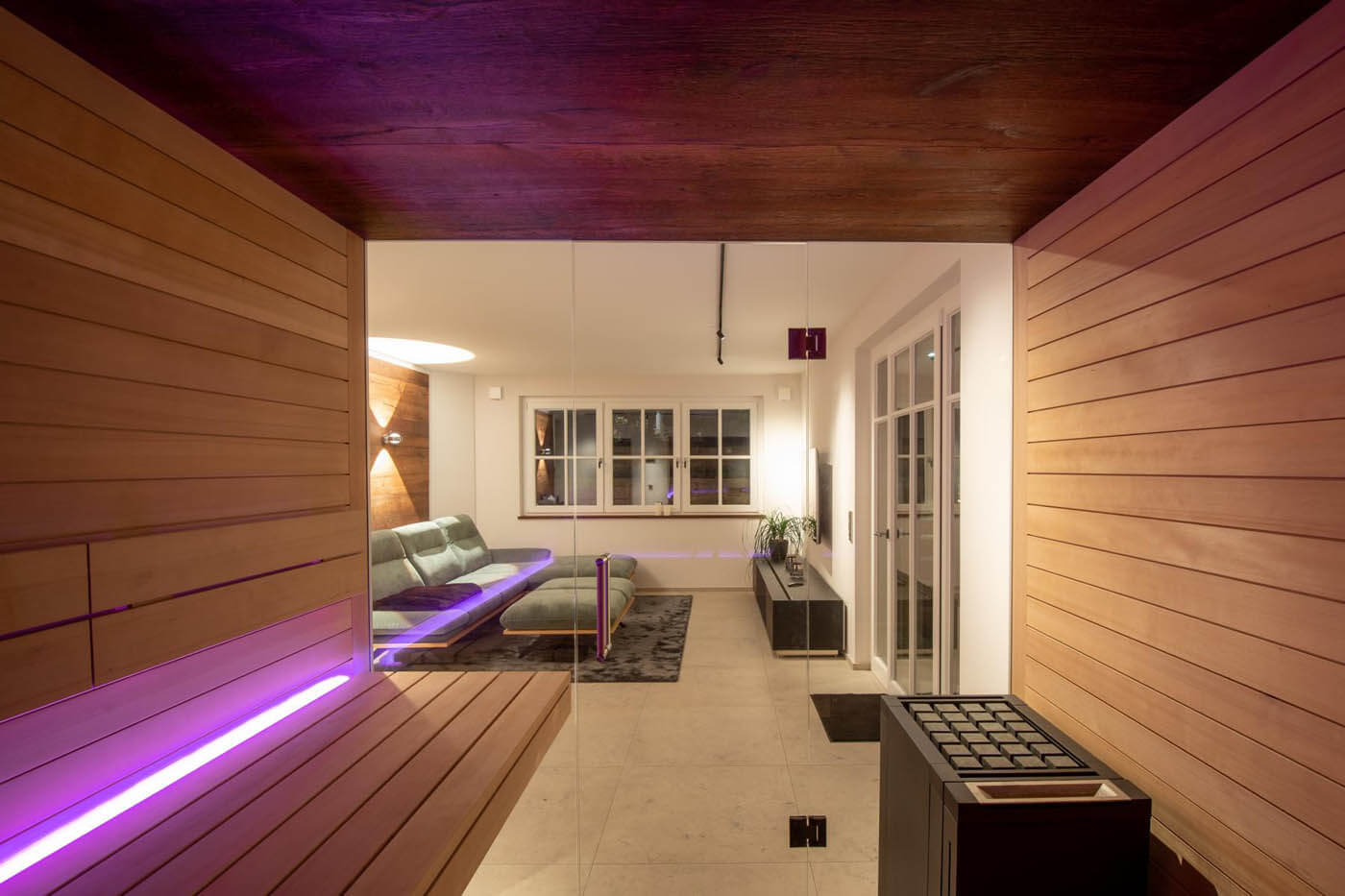 Dampfbad Sauna Kombi Glas wohnlich 23 | corso saunamanufaktur
