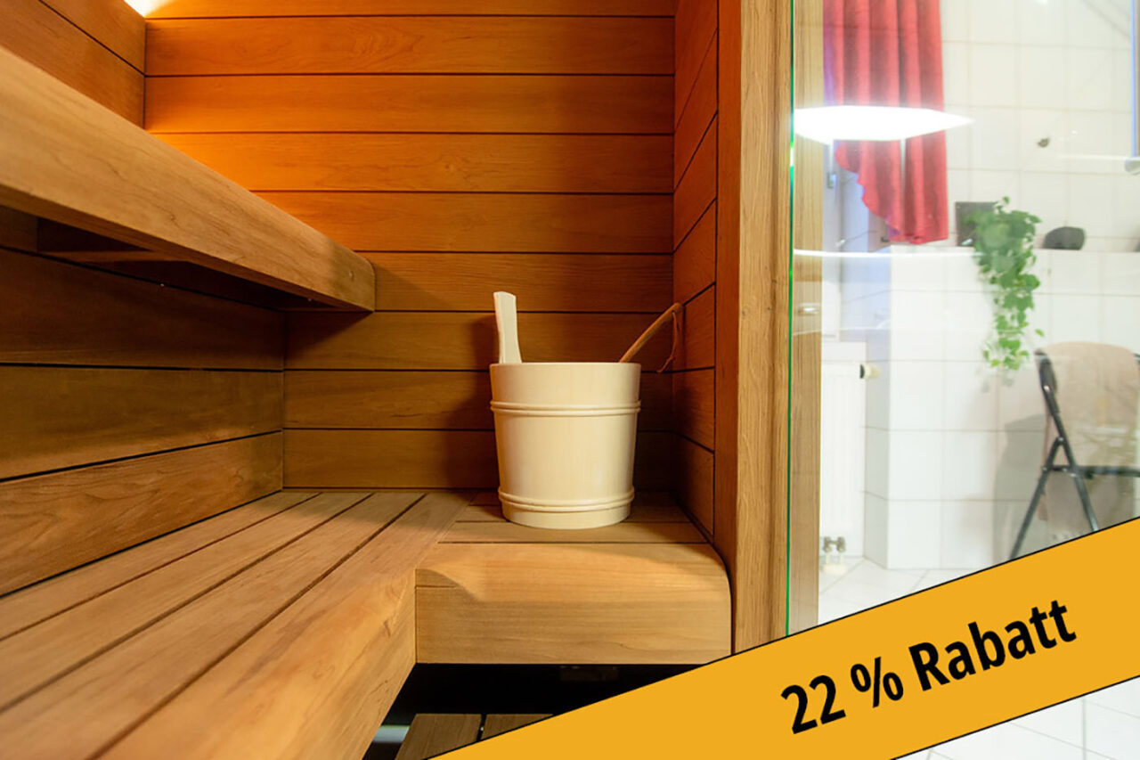 Outlet Sonderangebot Abverkauf 1-Person-Sauna mit Glas und indirekter Beleuchtung