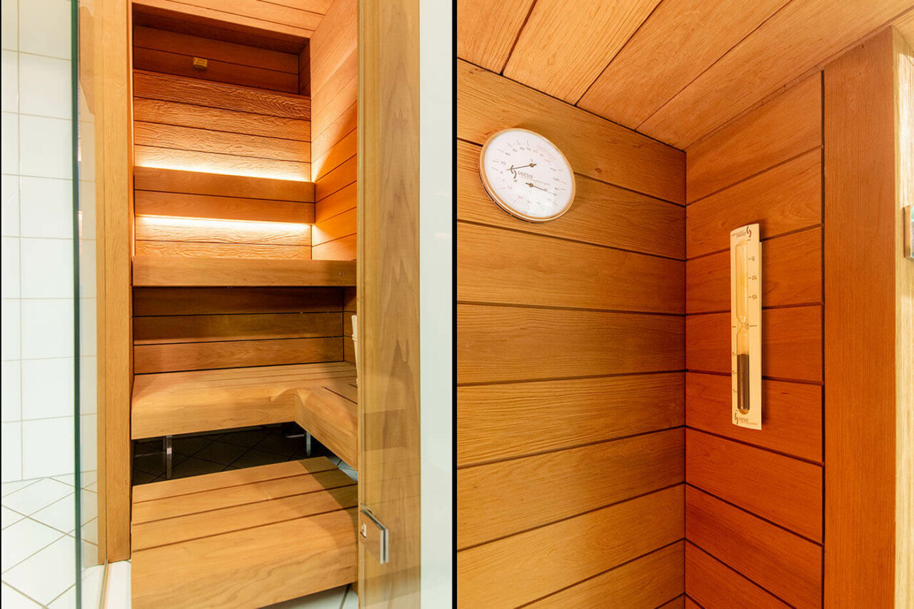 Outlet Sonderangebot Abverkauf 1-Person-Sauna mit Glas und indirekter Beleuchtung