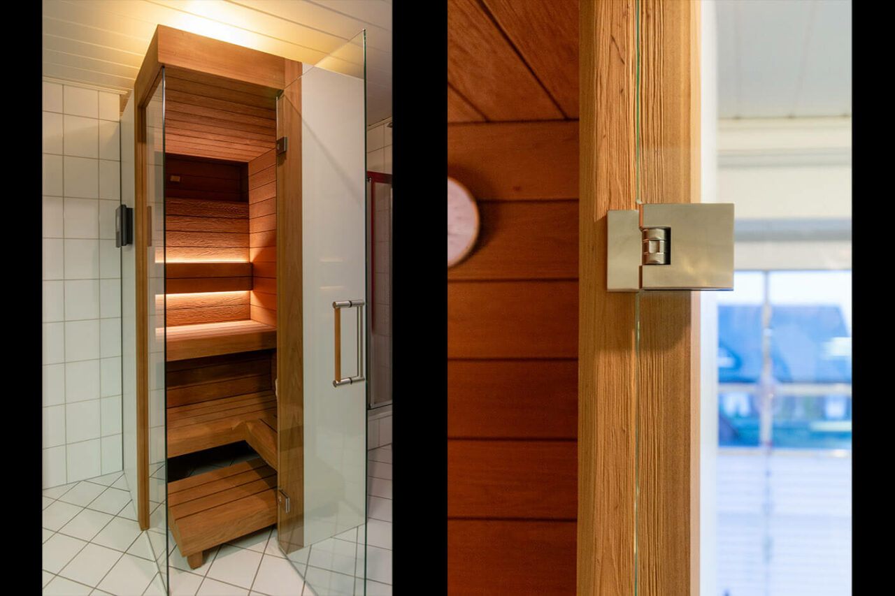Outlet Sonderangebot Abverkauf 1-Person-Sauna mit Glas und indirekter Beleuchtung