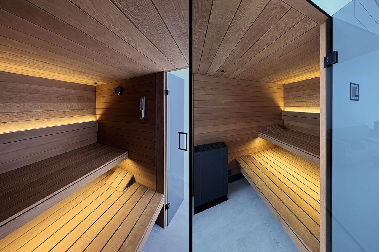 sauna bronzierte glasfront 5 Sauna mit bronzierter Glasfront und Eckverglasung. Maßanfertigung von corso.