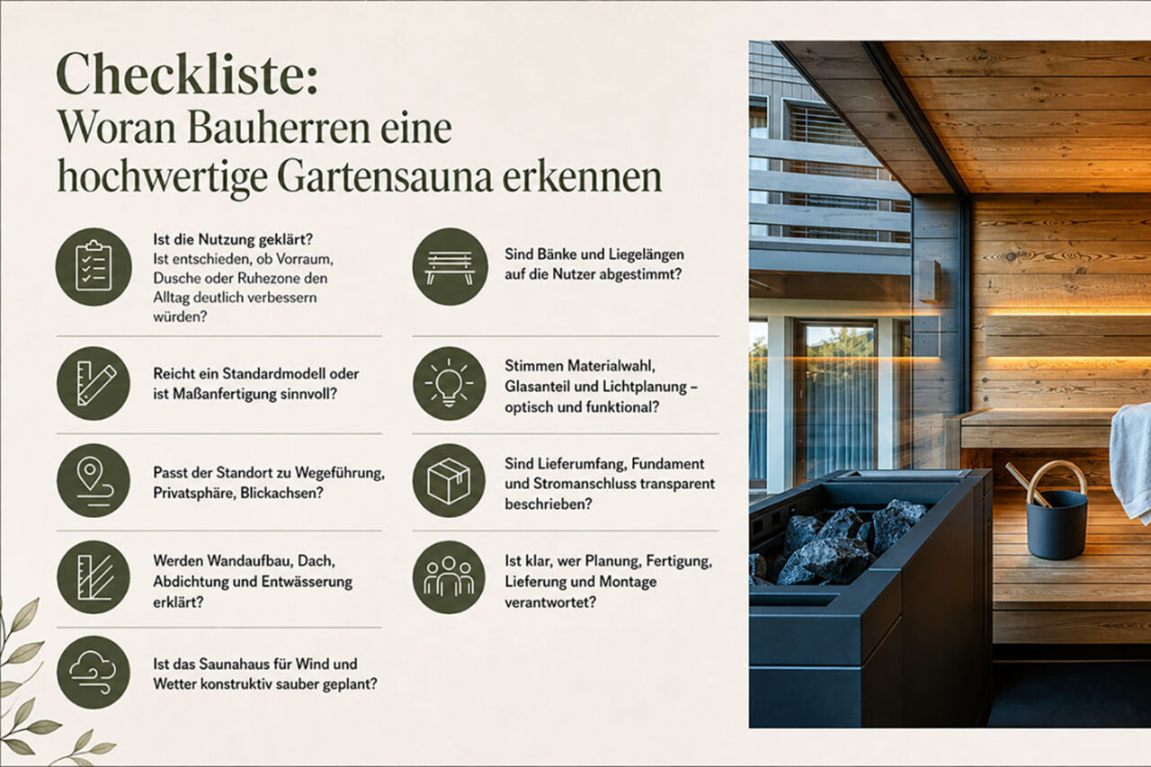 checkliste gartensauna hersteller vergleich Checkliste Gartensauna Hersteller Vergleich