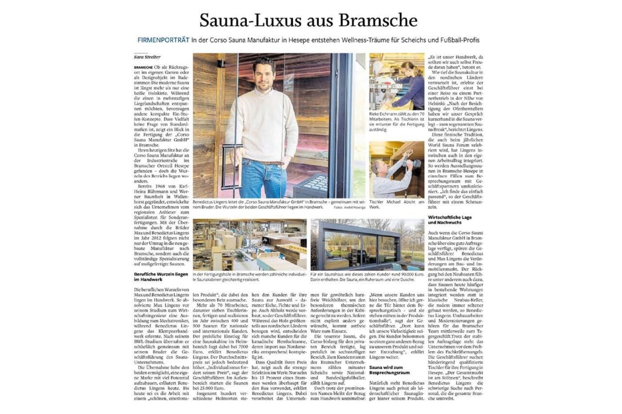 NOZ sauna luxus aus bramsche Januar 2026 pdf NOZ sauna luxus aus bramsche Januar 2026 pdf | corso saunamanufaktur