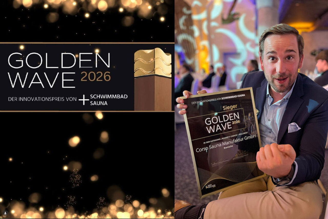 golden wave 2026 golden wave award für corso sauna manufaktur 2026