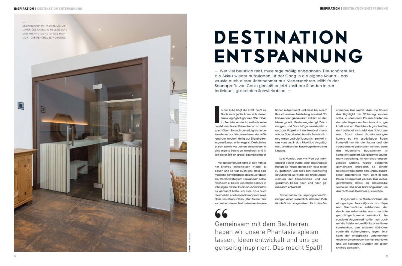 SaunaDesign 2017 Destination Entspannung Doppelseiten Querformat web pdf SaunaDesign 2017 Destination Entspannung Doppelseiten Querformat web pdf | corso saunamanufaktur
